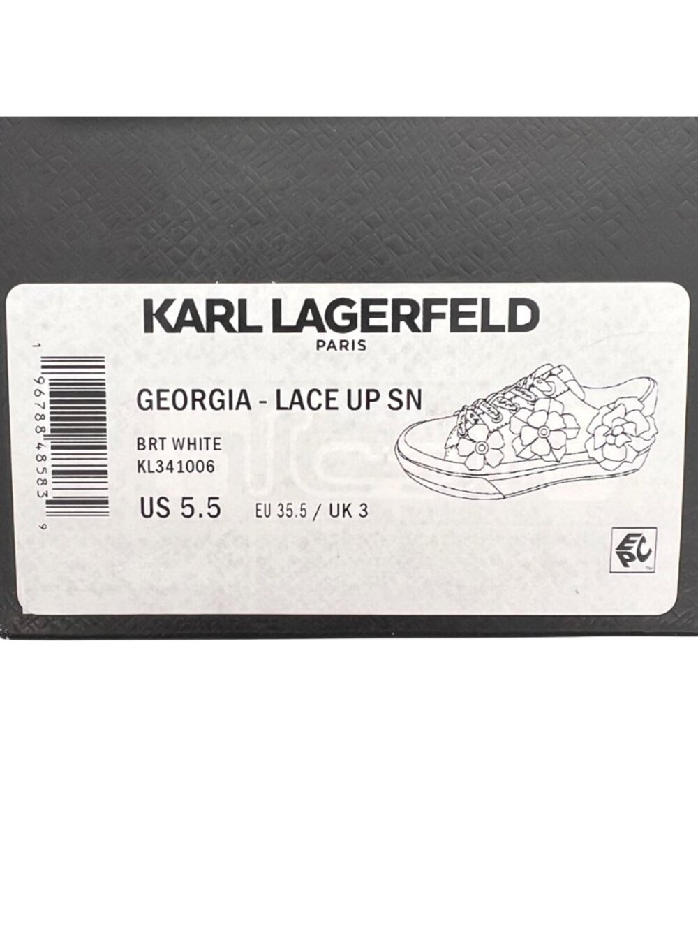 Karl Lagerfeld Georgia Shoes Womens Sneakers 5.5 Floral Design White Leather NEW - Picture 2 of 16